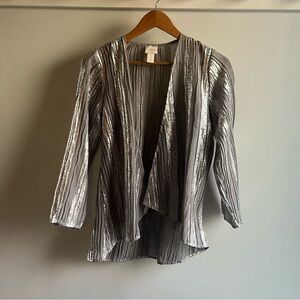 Chico's Silver Metallic Cardigan Top
